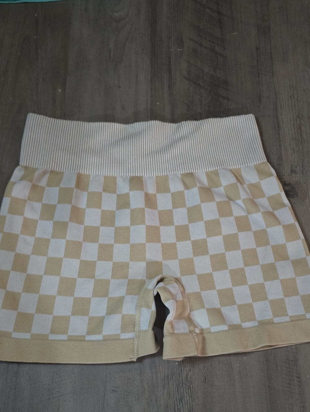 Cream  checkered Shorts